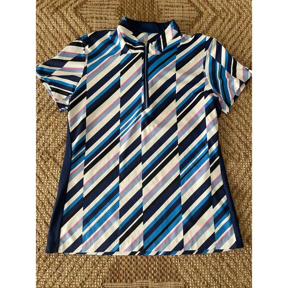 Tail Tops - Tail Golf polo Shirt abstract short sleeve Mock Neck quater zip Sz Small